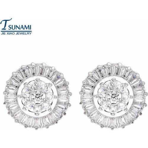 A famous brand of zircon earrings for women/girls An ear nail for the round ladder ER-107