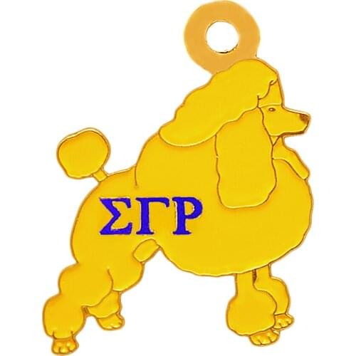 Exquisite enamel metal greek society sorority symbol jewelry charm SIGMA GAMMA RHO poodle label pendant