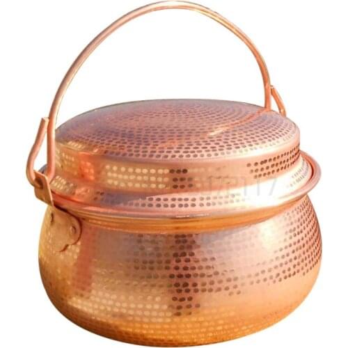 Pure Copper Stew Pot With Lid Thick Hanging Handle Handmade Induction Cooker Use Gift