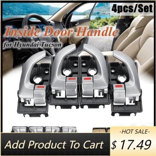 4Pcs Car Interior Inside Door Handle Left Right Replacement Set For Hyundai Tucson 2005 - 2009