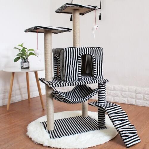 Cat Tree Tower with Luxury CondosScratching Post Furniture Pets House Hammock Cats Climbing Furniture