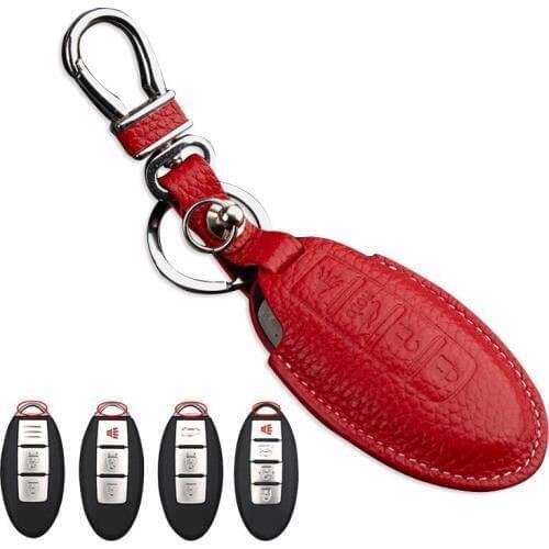 Leather Key fob cover Case for Nissan Almera X-Trail Rogue Qashqai murano Maxima key holder for Infiniti key chain accessories