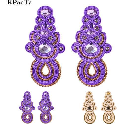 KPacTa New Fashion Design Soutache Ethnic Handmade Earrings Jewelry Female Crystal Decoration Drop Earring Gift boucle d'oreille