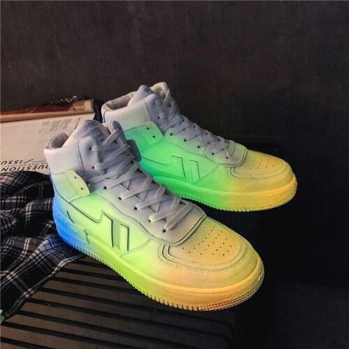 Fashion Outdoor Colorful Platform Mens Casual Shoes Comfortable Microfiber High top Men Casual High Top Chunky Sneakers 39-44