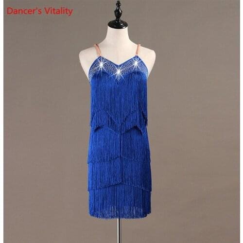Latin Dress For Dancing For Women Girls Rumba Cha Cha Ballroom Ball gown costume Costumes Diamond tassel dress