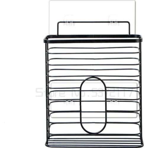 Kitchen garbage bag storage rack wall mounted stainless steel non perforated large capacity plastic shopping bag sorting box