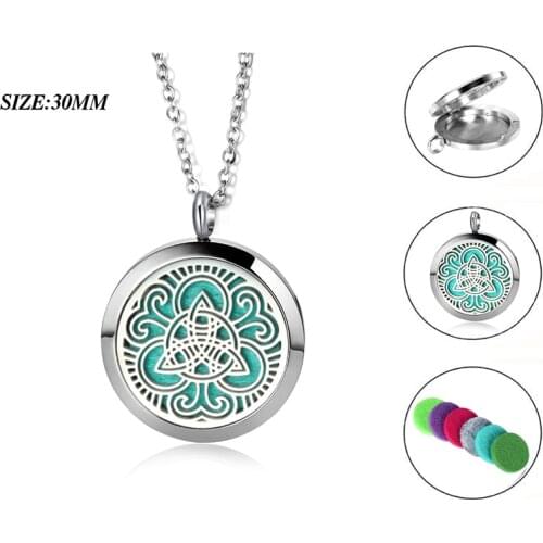 Fashion 316L Stainless Steel Essential Oil Locket Jewelry 30MM Round Hollow Fragrant Diffuser Locket For Best Gift Drop shipping