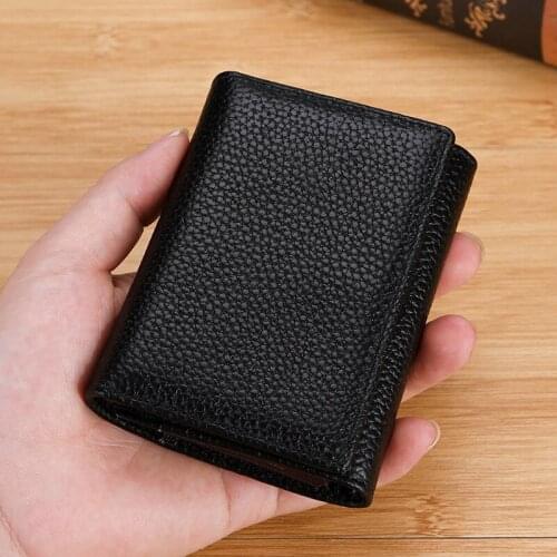 Mens Lychee Pattern Head Layer Cowhide Card Case Business Card Holder