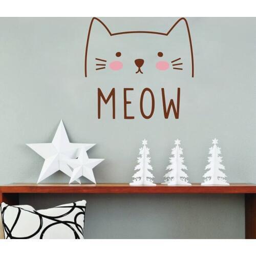 Cute Cat Wall Decal Removable Animal Cartoon Vinyl Wall Sticker For Kids Room Wall / Laptop Car Decor