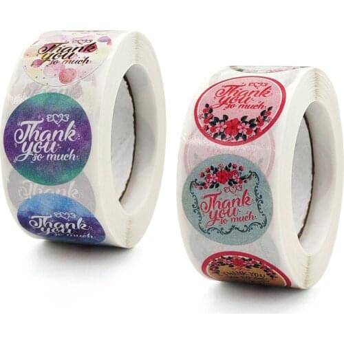 8 Designs Thank You So Much Stickers 25mm Flower Sealing Labels Handmade Stickers For Business Wedding Birthday Party Decor