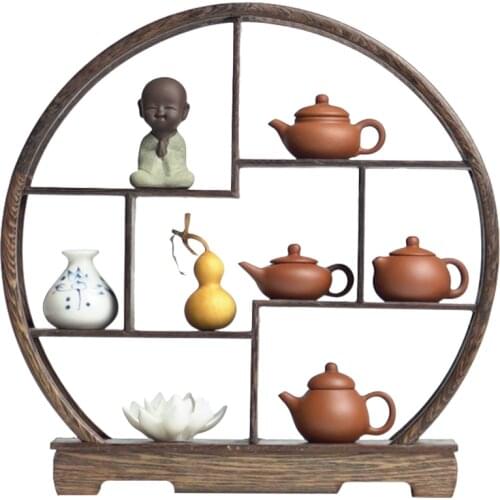 New Chinese Tea Set Antique Shelf Decorations Zen Home Living Room Console Tables Office Tea Table Small Ornaments Soft