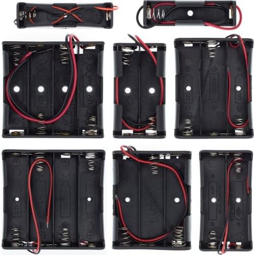 New Plastic Standard Size AA/18650 Battery Holder Box Case Black With Wire Lead 3.7V/1.5V Clip