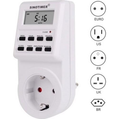 By dhl 50pcs practical EU/US/UK/FR Plug Switch Socket Plug-in Programmable Timer Switch Socket with Clock Summer Time