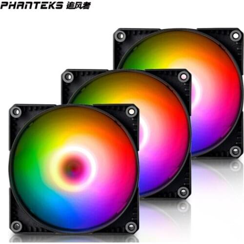 Phanteks SK140 DRGB PWM Fan 3Pack, 14cm 5V-3Pin Fan, high Airflow Nine-Blade Design, DRGB Lighting, Rubber dampening washers