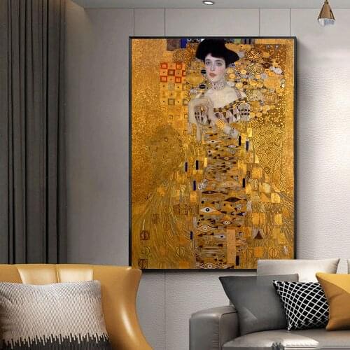 Portrait Of Adele Bloch-Bauer By Gustav Klimt Art Canvas Print Painting Famous Wall Picture Living Room Home Decoration Poster