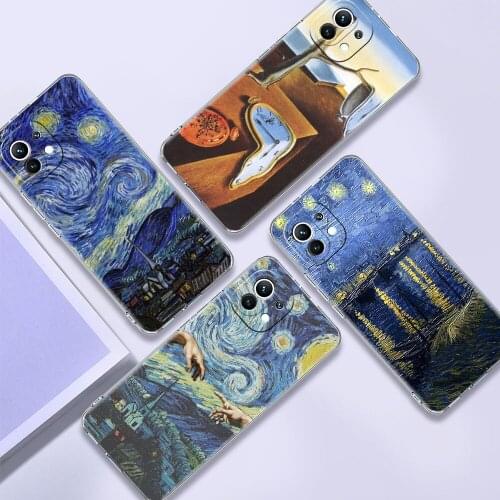 Clear Cover For Xiaomi Redmi Note 10 9 Pro 9S 7 9C 8 2021 8T 9A 7A 6A Shockproof Soft Silicone Phone Case Van Gogh Art Fundas