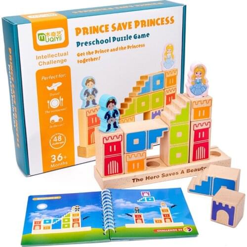 Variety Castle Building Blocks Montessori Childrens Wooden Educational Toys Prince Princess Early Education Gift Ideas for Kids