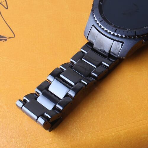 Watchbands Ceramic black Stainless Steel Buckle Watch Band for Samsung Gear S3 Frontier Strap Classic Smart Watch Bracelet 22mm