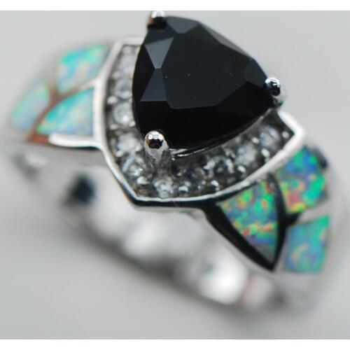 Black Onyx White Opal 925 Sterling Silver Ring Size 6 7 8 9 10 R1326