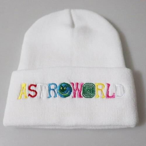 Unisex Astroworld Pattern Embroidery Beanie Women Men Hats Winter Autumn Outdoor Keep Warm Cap Flexible Soft Hip Pop Caps