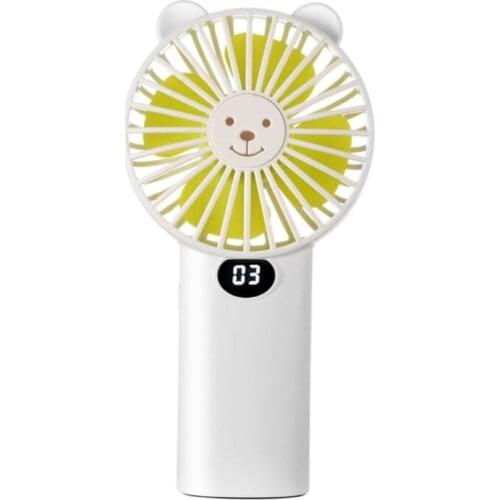 USB Rechargeable 3 Speed Pocket Fan Hand Held Desk Fan with Gear Battery Capacity Display Air Cooling Personal Fan