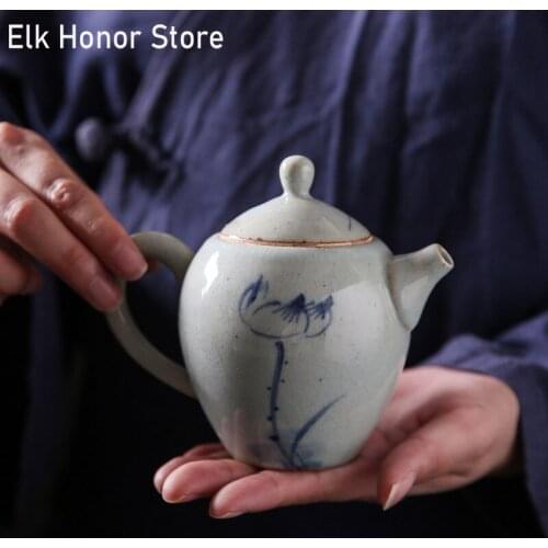 190ml Vintage Japanese Style Ceramic Teapot Retro Handmade Fish Play Art Kung Fu Tea Master Pots Household Teakettle Accessories