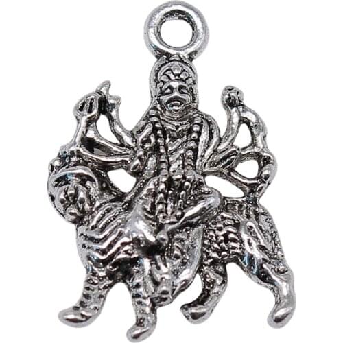 WYSIWYG 5pcs 19x28mm Indian Godness Shiva Charms For Jewelry Making Antique Silver Color Accessories