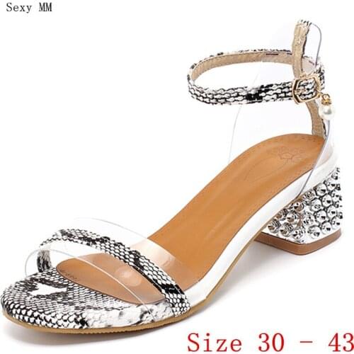 Women Med Heel Sandals Shoes Woman Med Heels Gladiator Sandals Pumps Small Plus Size 30 31 32 33 - 40 41 42 43