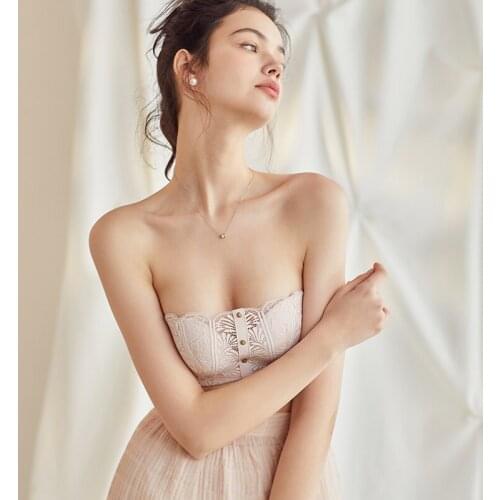 Sexy Backless Strapless Bra Push Up Bras for Women Thin Bralette Mesh Lingerie Underwear French Style Lace Brassiere Bralette