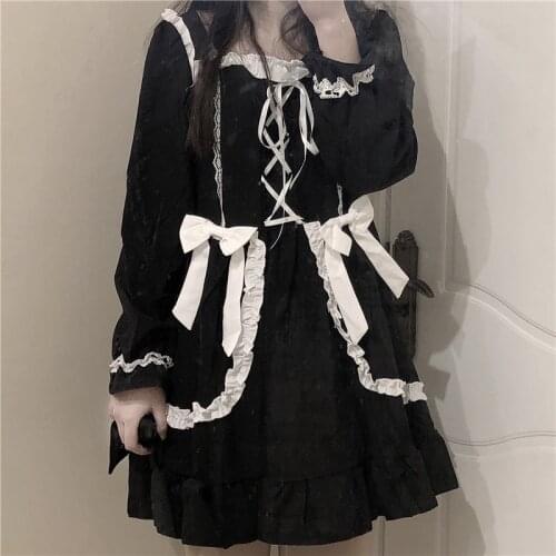 Zoki Lolita Gothic Dress Girl Patchwork Vintage Designer Mini Dress Japan Style Cute Clothes Hot Fashion Spring Summer New 2021