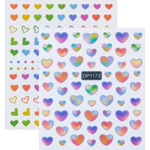 1Pc Nail Sticker Leopard Color Gradient Love Heart 3D Self-adhesive Manicure Art Decorations Decals Foil Jewelry