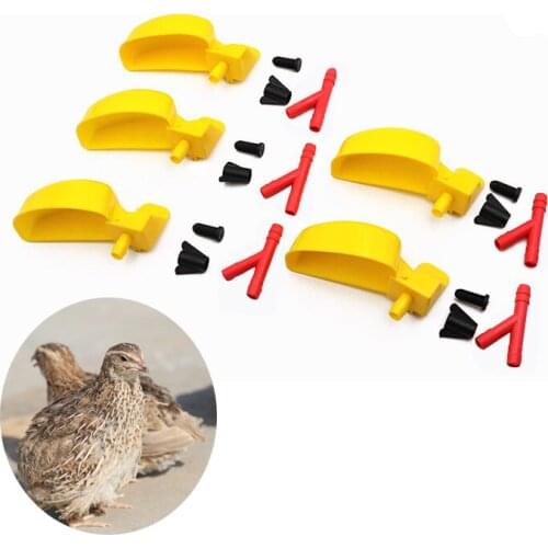10 pcs Bird Quail Dove Drinking Automatic Drinking Bowls Right Yellow Poutry Birds Drinking Cup tools