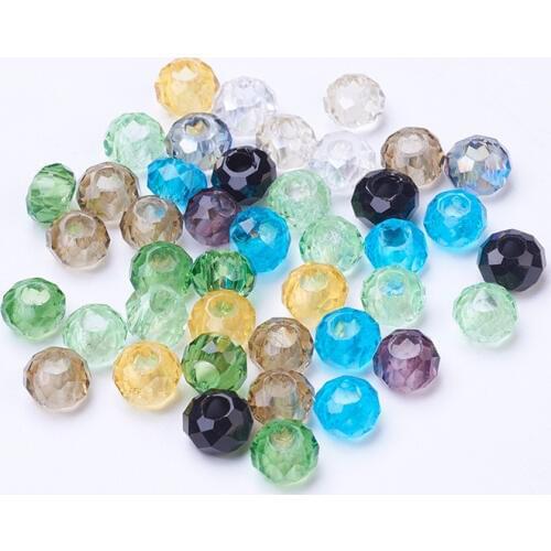 100pcs Mixed Color Faceted Rondelle Large Hole Glass Beads foe Jewelry Making DIY Bracelet Necklace 8x5mm Hole: 3mm