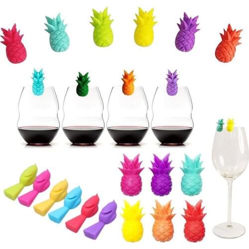 18Pcs Funny Cute Wine Glass Charm Sets Creative Shark Pineapple Bird Shaped Drink Tag Decor Wedding Events Party Bar Accessories