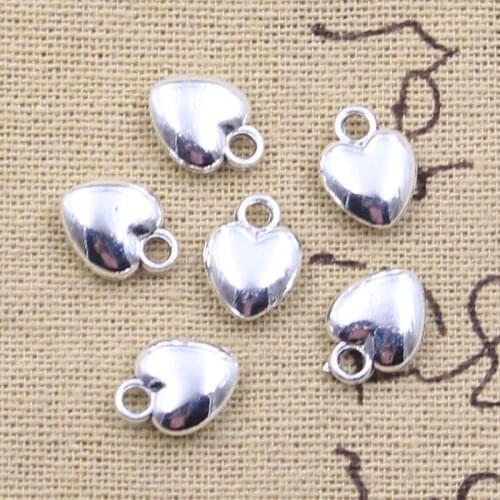 20pcs Charms Lovely Heart 12x9mm Antique Silver Color Pendants Making DIY Handmade Tibetan Finding Jewelry