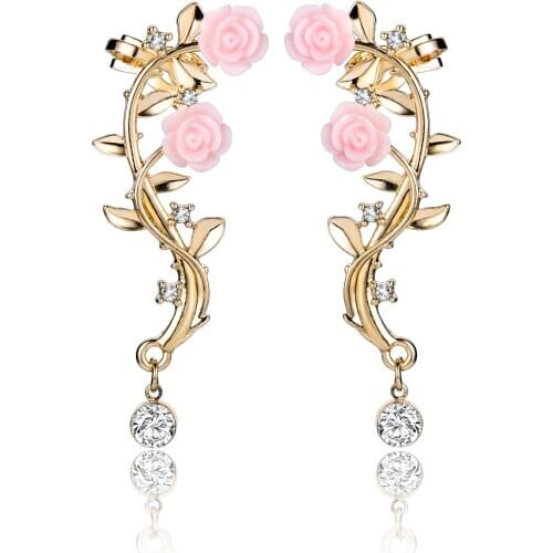2020 New 2Pcs Elegant creative Flower Shape Rhinestone sweet personality romantic Gold&Sliver Color Earring Ear Stud wholesale