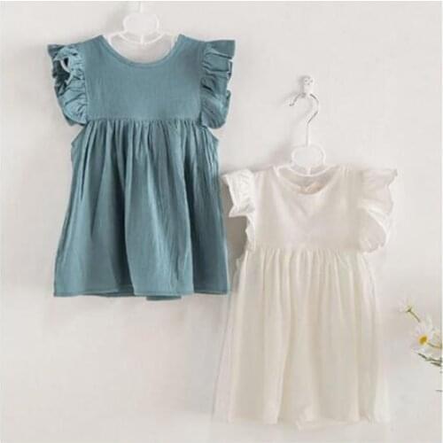 2021 Summer 1-6Yrs Kids Girl Dress Sleeveless Lace Dress Casual Kids Dresses For Girls Pure Color Princess Dresses Clothes