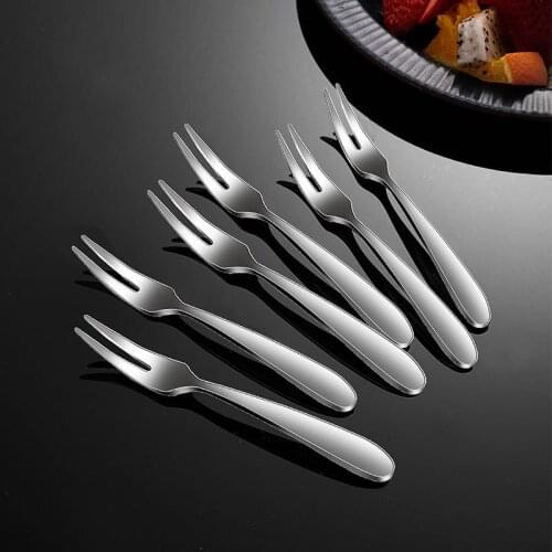 5 Pieces 304 Stainless Steel West Tableware Fruit Fork Sign Small Fork Cake Dessert Fruit Fork Kitchen Accessory