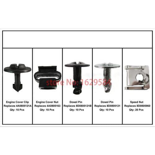 60 Pcs Engine Protection Pan Hardware Kit Pin Clip Nut Replaces 4A0805121,4A0805163,8D0805121B, 8D0805121,8D0805960