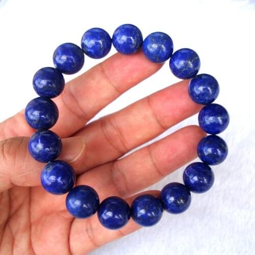Free Shipping Natural Lapis Lazuli Round 12mm Beads Bracelet Women Man Jewelry Accessories Weddings Parties Birthday Gift