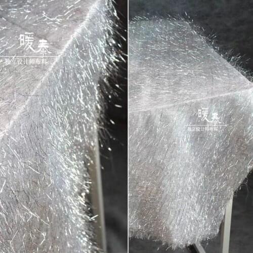 Tassel Embroidered Gauze Fabric Shiny Silver Feather Fringe DIY Patches Decor Stage Skirt Wedding Dress Lace Designer Fabric