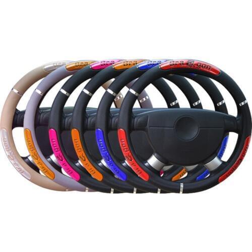 Car Steering Wheel Cover High PU Leather 6 colors Steering Cover Cape Anti-slip For 37-38CM/14.5-15" M Size Steering Wheel