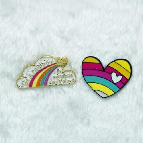 I Love You Enamel Lapel Pin Rainbow Cloud Heart Brooch Badge Brooch Colorful Jewelry Gift for Couples Friends