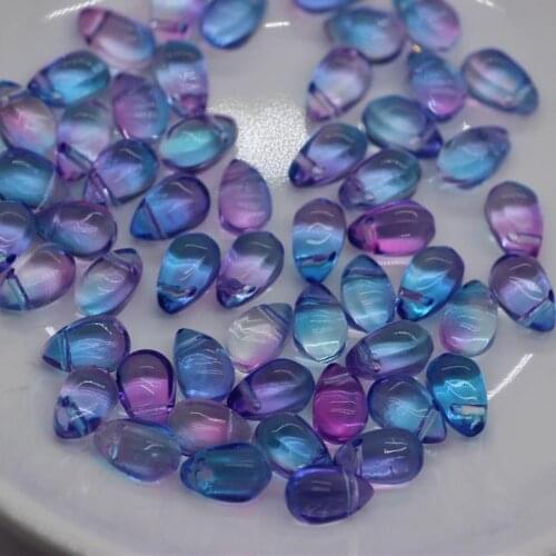 50pcs 6x9mm Water Drop Beads Colorful Glass Jewelry Accessories Horizontal Hole DIY Beaded Exquisite High Quality Multicolor