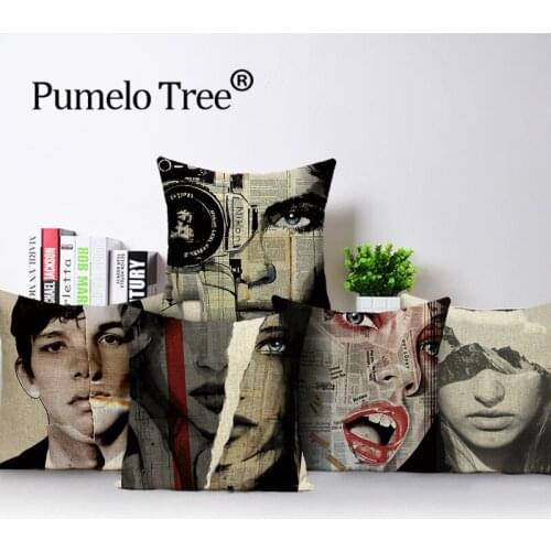 Terror Cushion Cover Portrait Throw Pillow Case Nordic Black White Home Decor Sofa Cushions Covers Custom Linen Pillows Cases