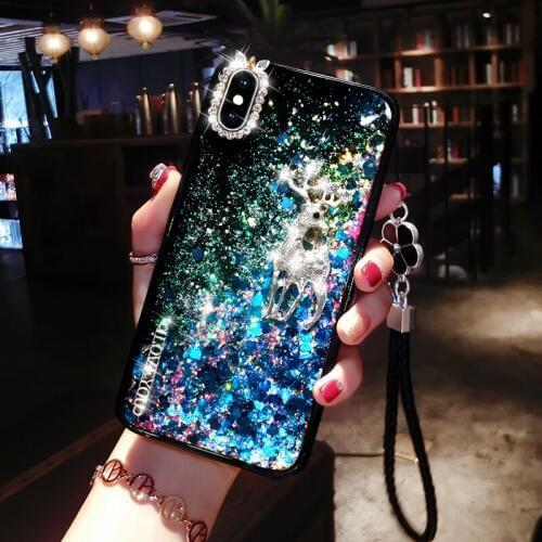 Quicksand Bling Cute Diamond Phone Case For iphone 6 6S 7 8 Plus X XS MAX XR Glitter Fashion Lanyard Shell Cover