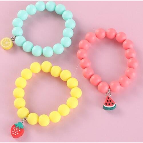 Children Jewelry Soft Clay Beaded Pendant Bracelets for Girls Frosted Beads Children Charm Cute Design Christmas Gift