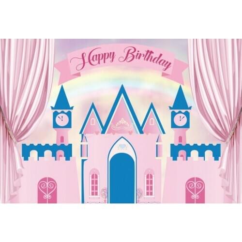 Happy Birthday Backdrop Beautiful Castle Photography Background Celebration Photo Booth Studio Decor