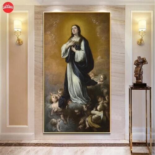 Full Square round drill Diamond painting Religious art, virgin, angel Diamond embroidery Cross stitch resin office wall decor