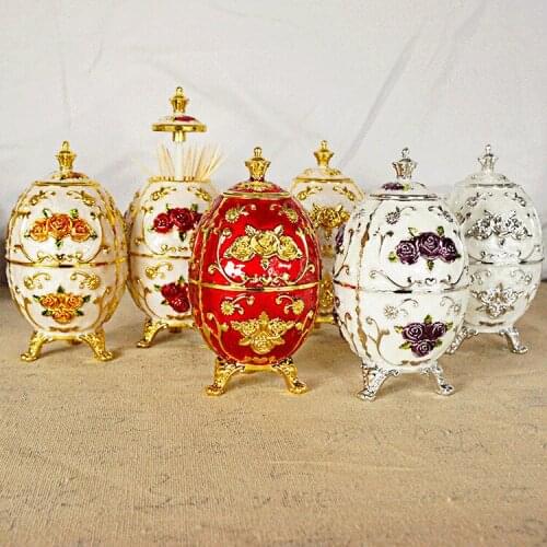 Kitchen Creative Metal Plated Toothpick Can Box Crown Rose Toothpick Container